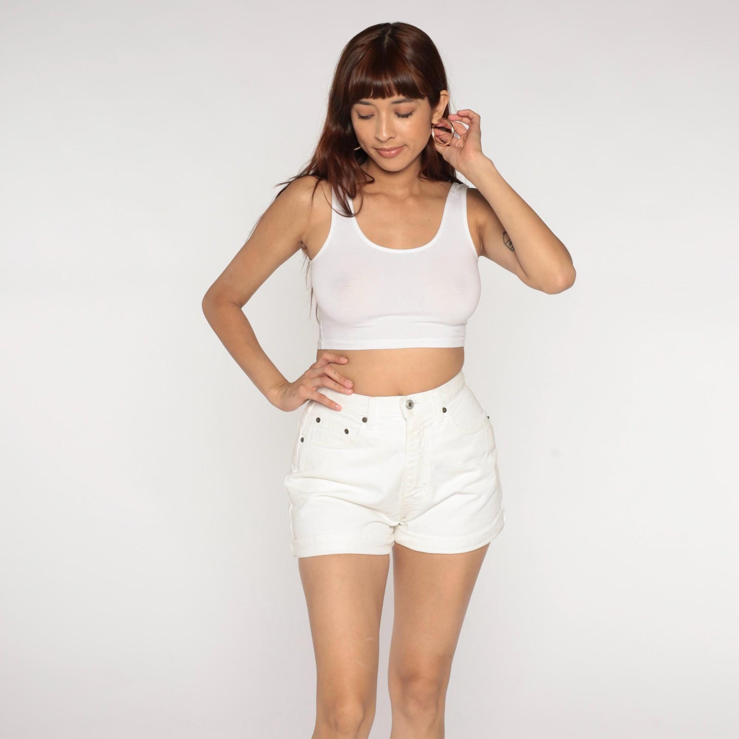 90s Chamonix White Denim Shorts High Waisted Button Fly Small S