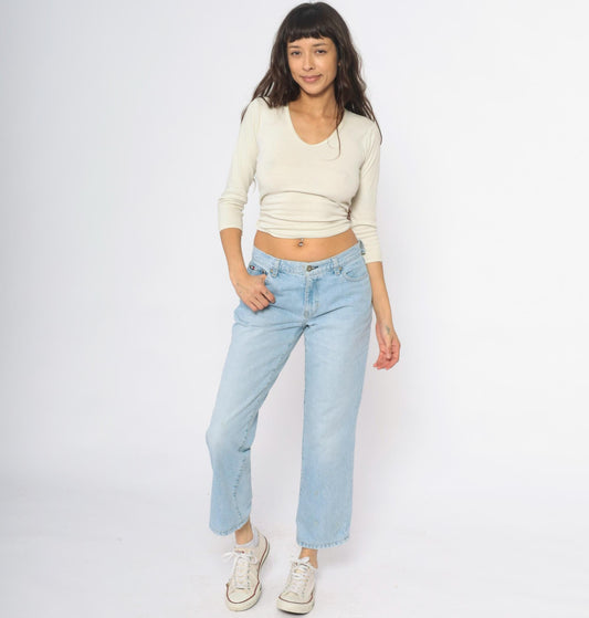 Tommy Hilfiger Y2K Light Wash Denim Cropped Ankle Jeans Small S