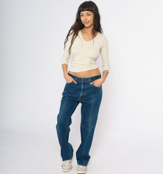 80s Levi's High Waist Straight Leg Jeans Medium Blue Denim 36x32