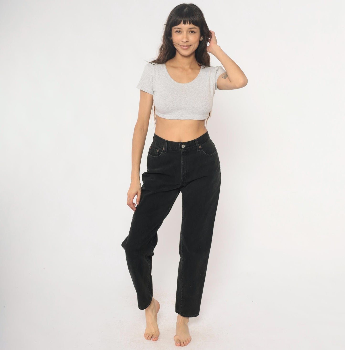 Levi's 550 Black High-Waisted Straight Leg Jeans Y2K Denim Medium