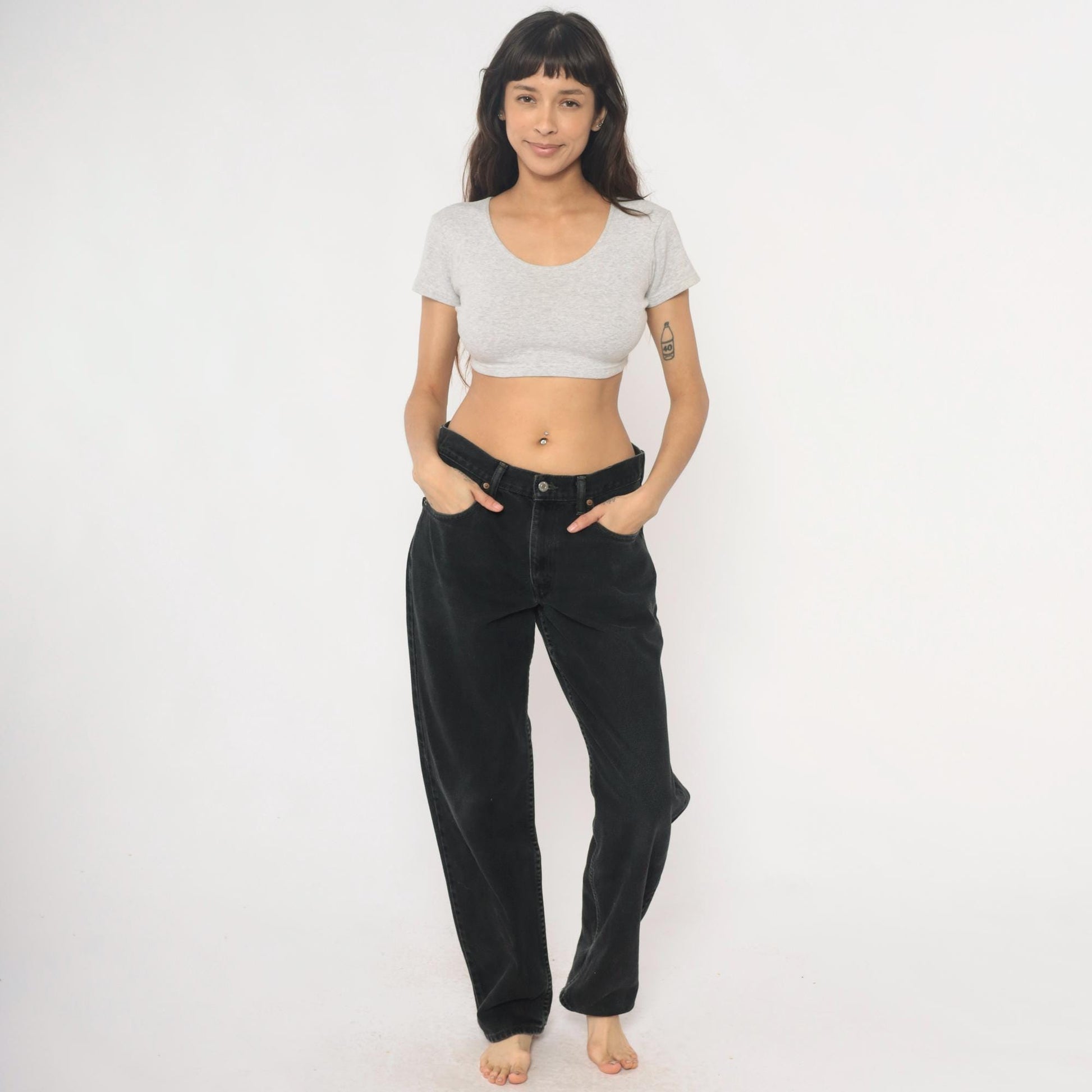 Levi's 550 Black Denim Jeans Y2K Relaxed Fit High Rise 33x34