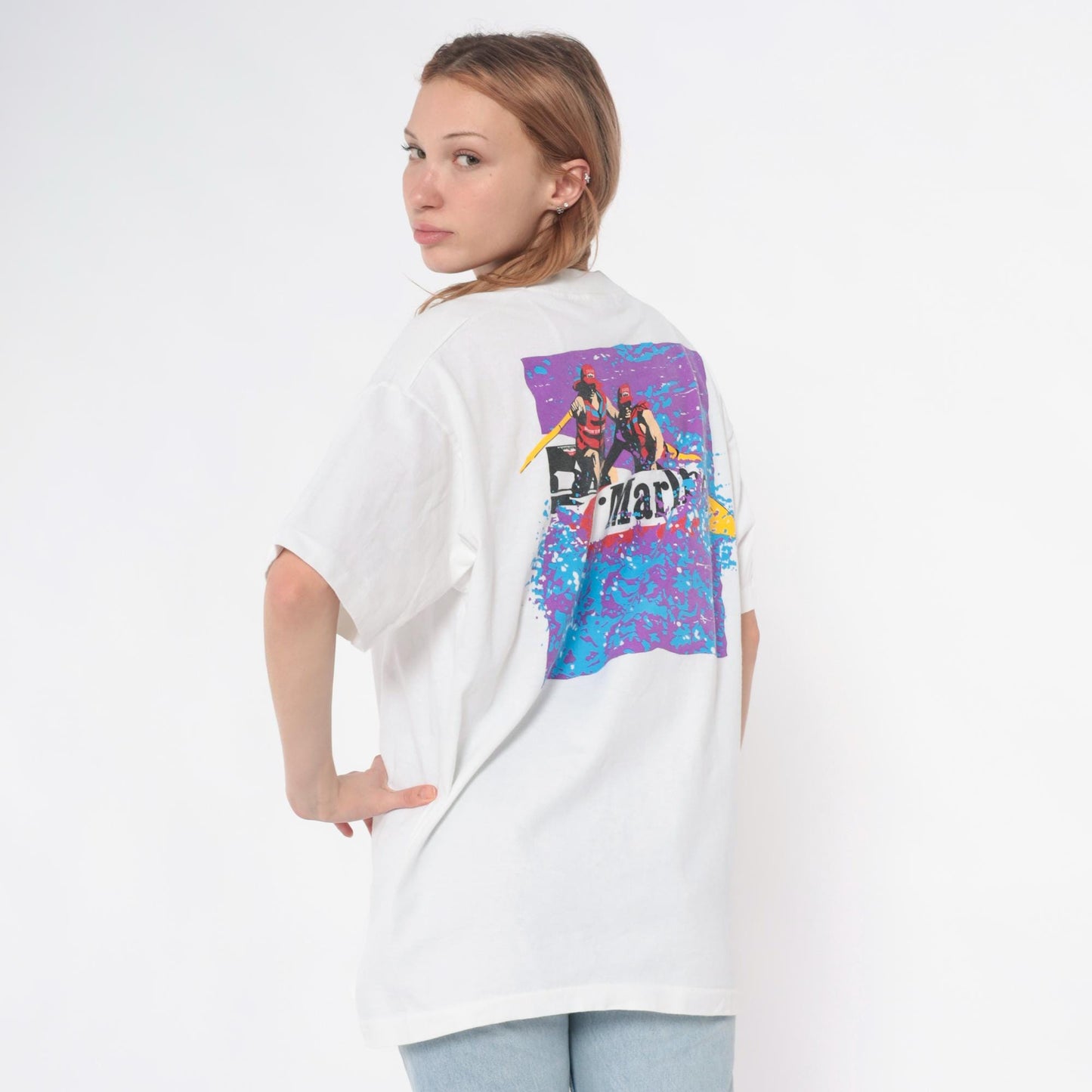 90s Marlboro Adventure Team Kayaking Graphic T-Shirt White Cotton XL
