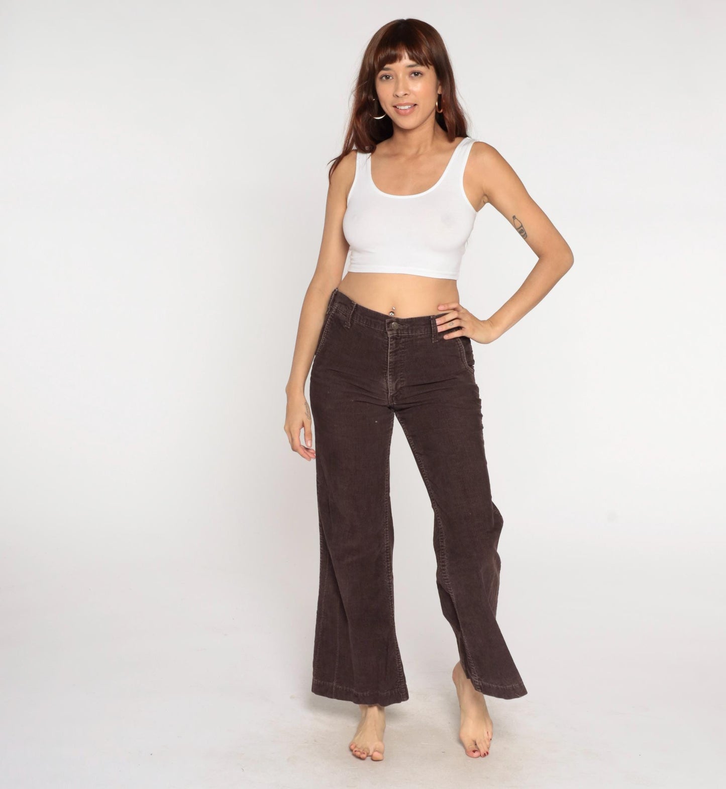 70s Levi's Brown Corduroy Bell Bottom Flared Pants High Rise Medium