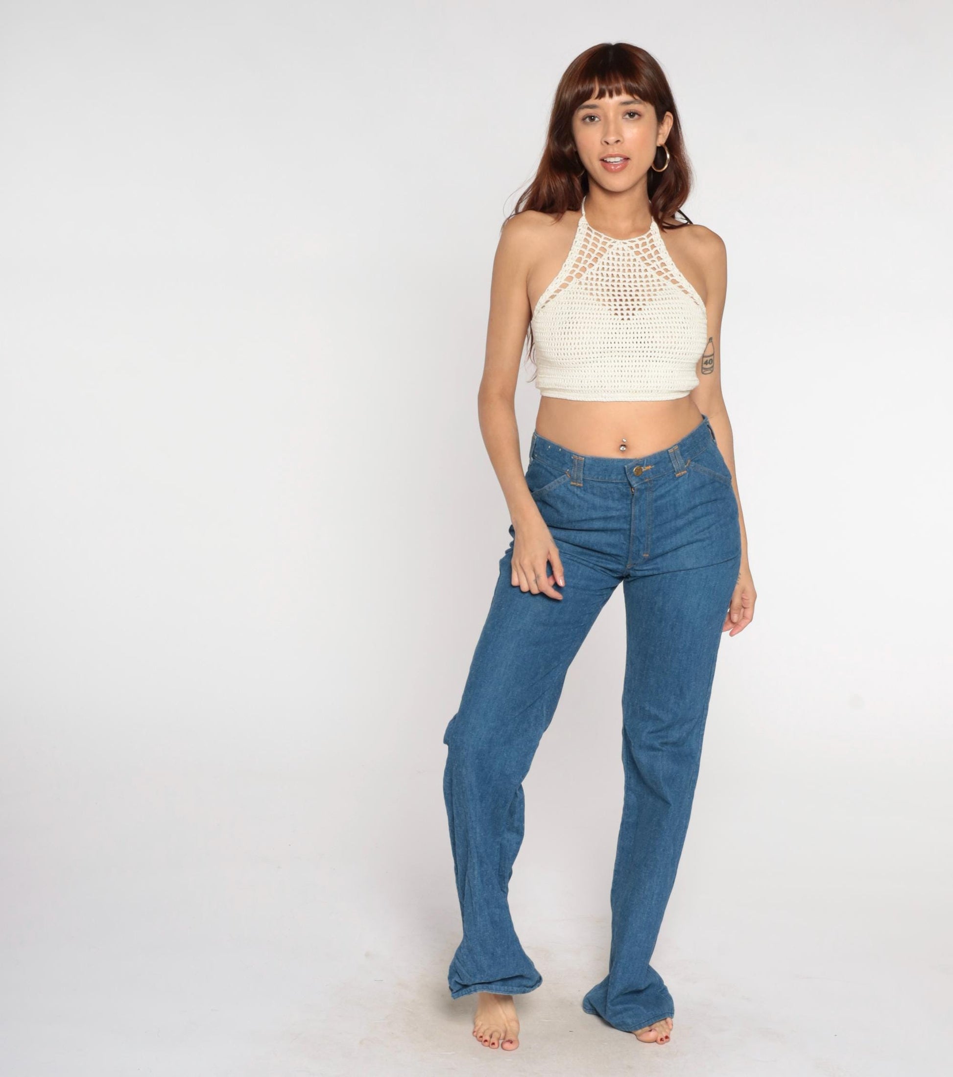 80s Lee Set High Rise Straight Leg Jeans Medium Wash Denim Medium