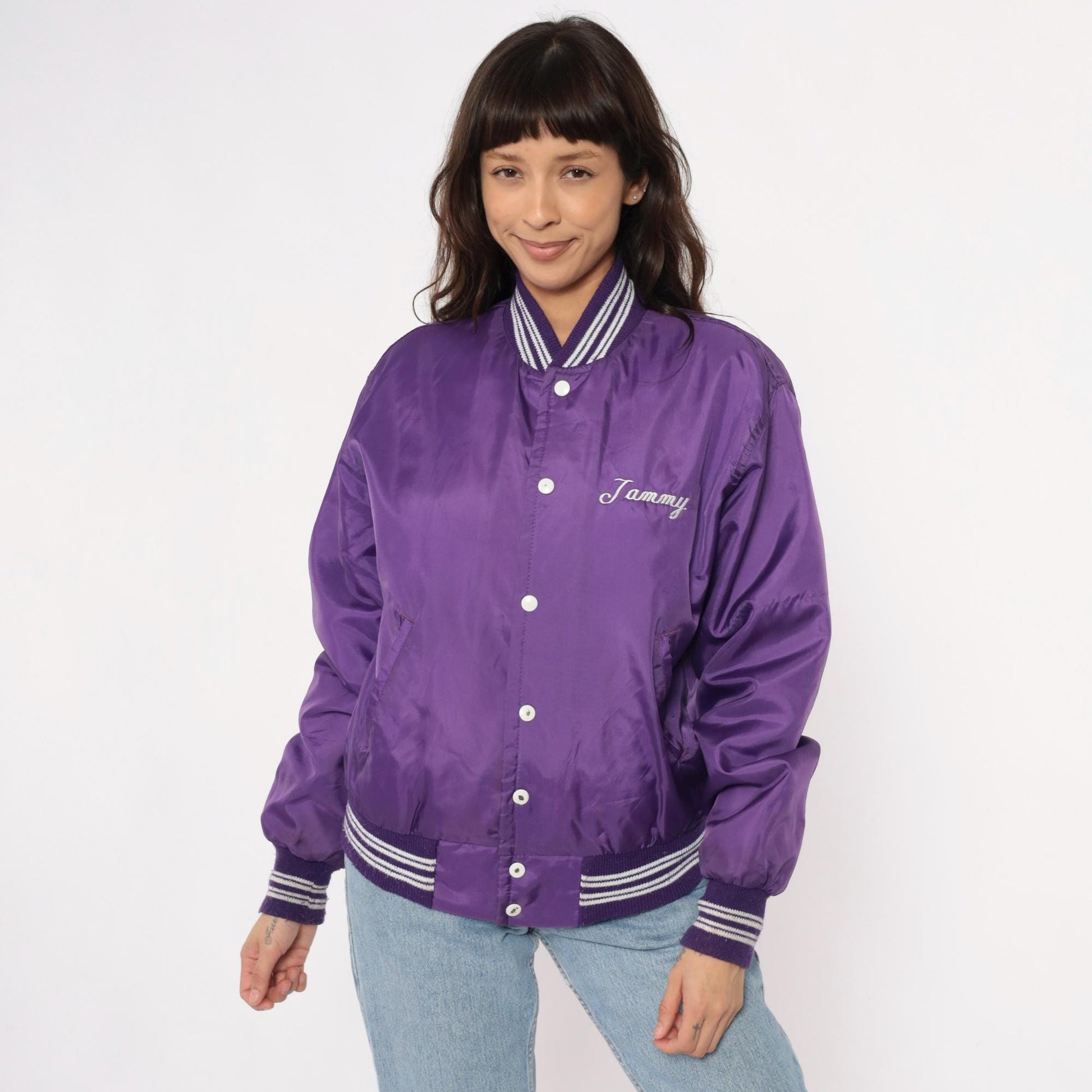90s Westwind Purple Varsity Jacket Tottenville Track Embroidered Small