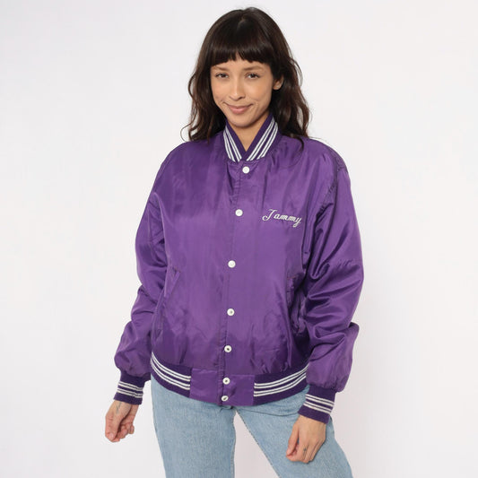 90s Westwind Purple Varsity Jacket Tottenville Track Embroidered Small