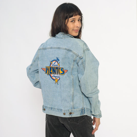 90s Kento's Hawaii Honolulu Light Wash Denim Jacket Embroidered Medium M