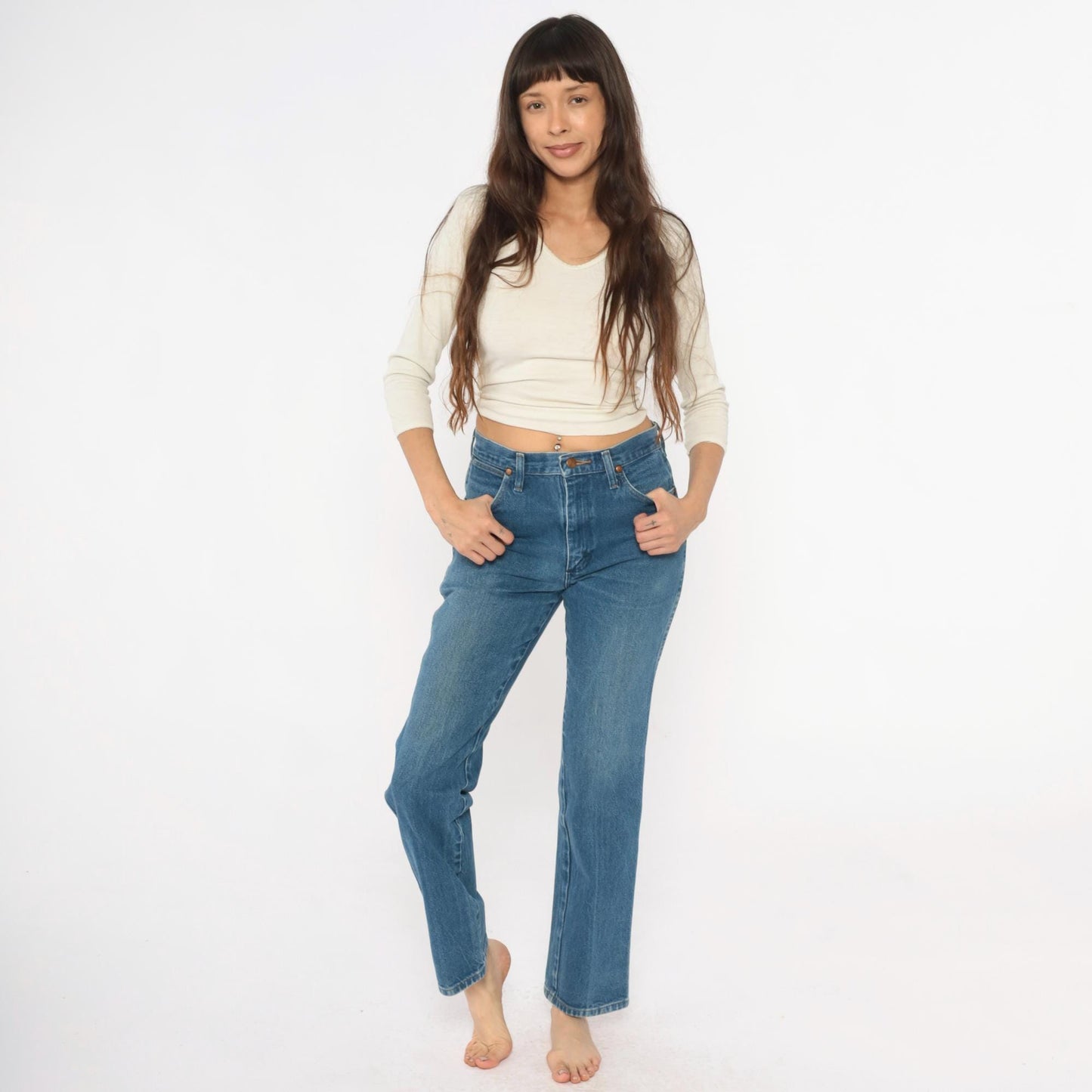 90s Wrangler High Rise Straight Leg Jeans Light Blue Denim 30x32
