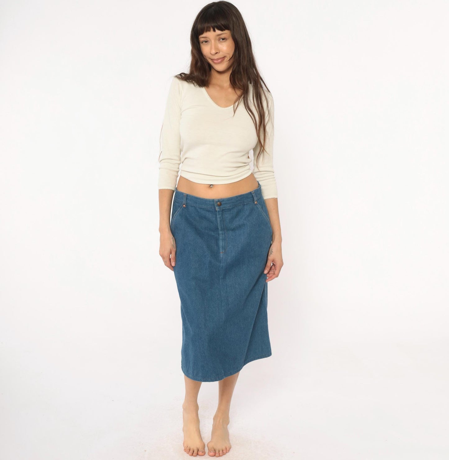Levi's Medium Blue Denim Skirt High Waisted A-Line Medium M