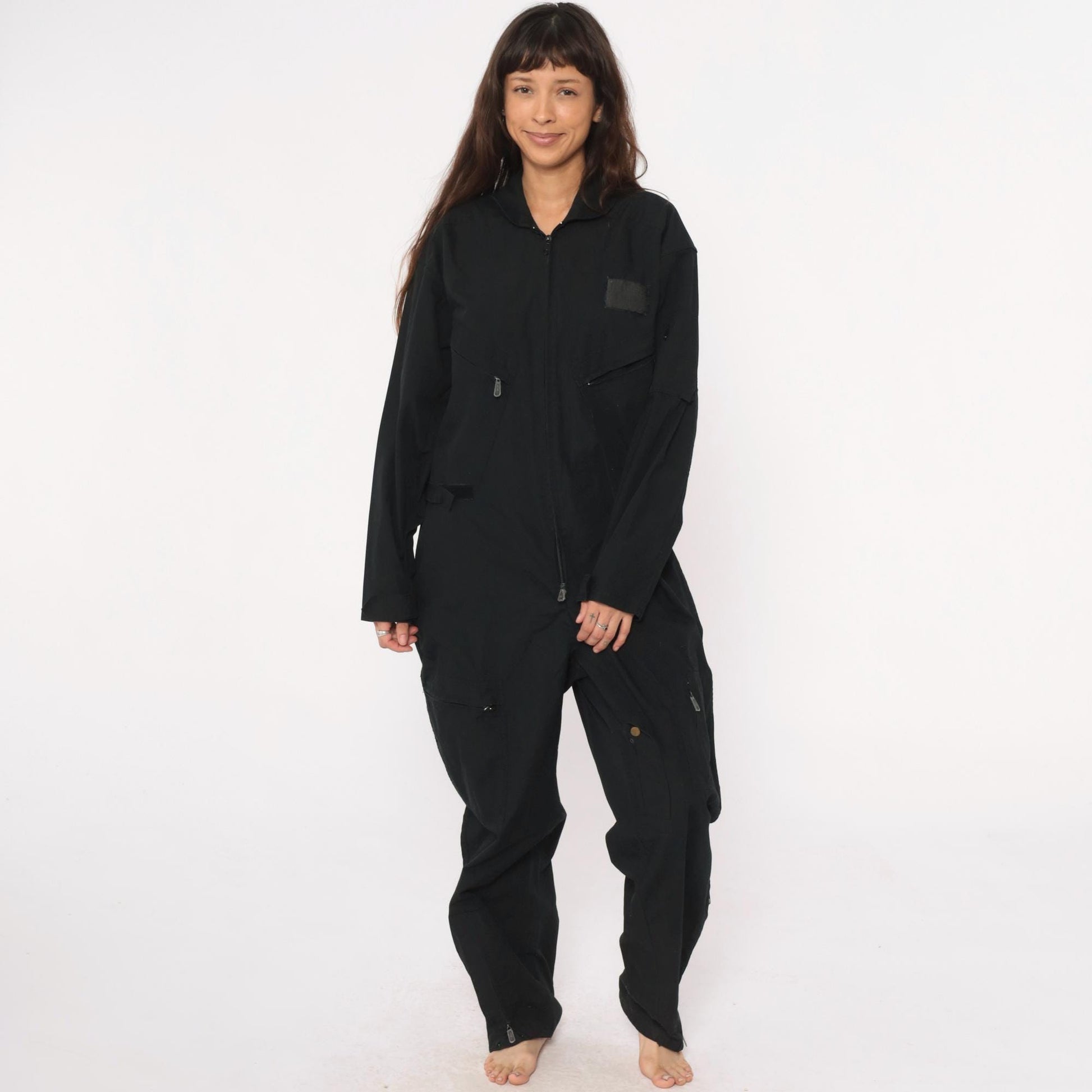 Y2K Black Roth Co Coveralls Zip Front Utilitarian Jumpsuit Medium M