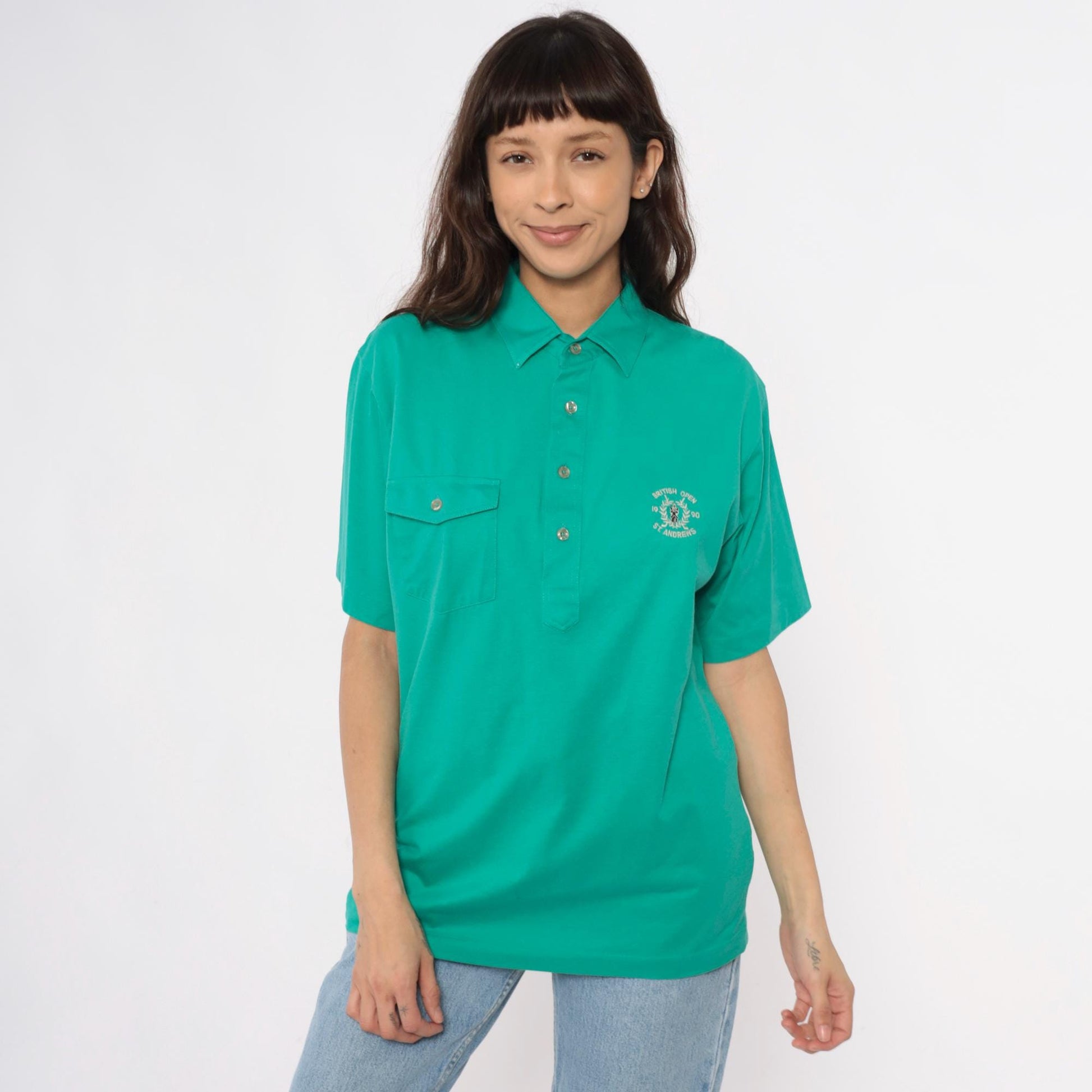 90s Sporting Choice British Open St. Andrews Golf Polo Teal Medium M