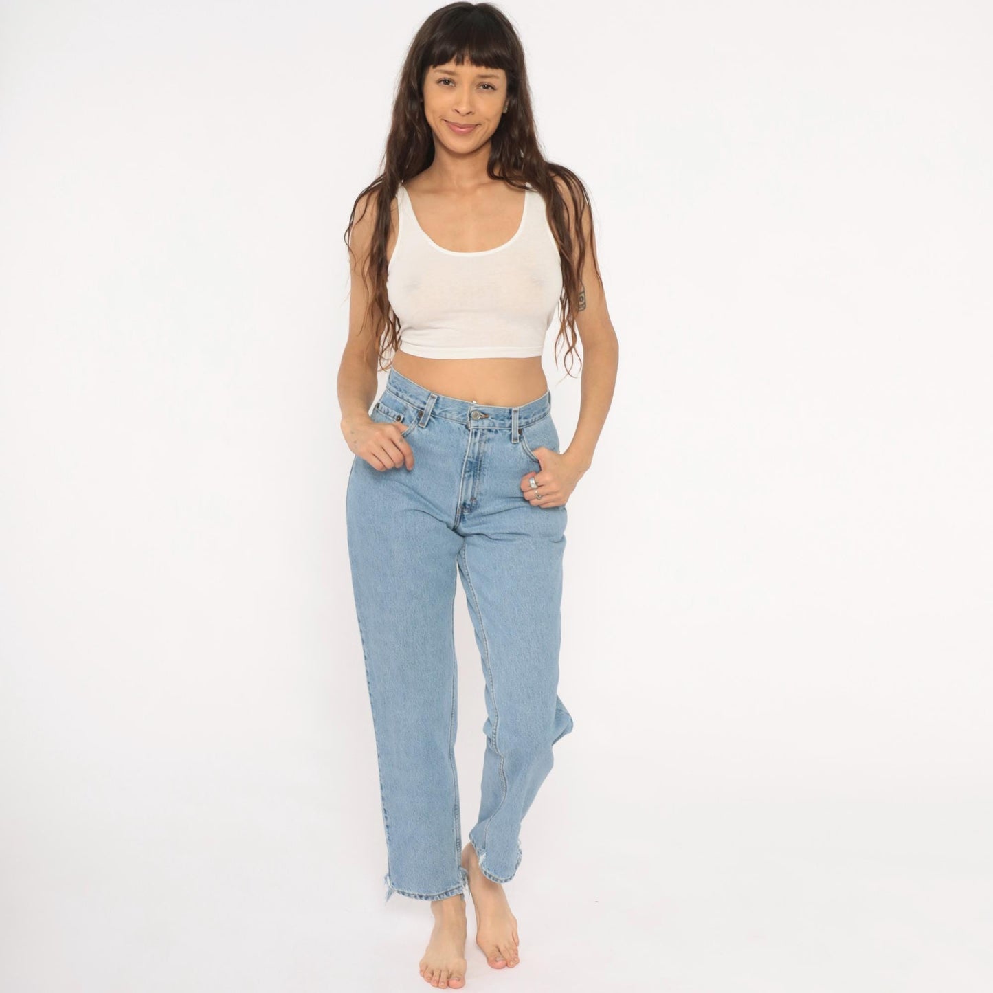 Levi's 550 Mom Jeans 2000s Light Wash High Rise Tapered Leg Small 29