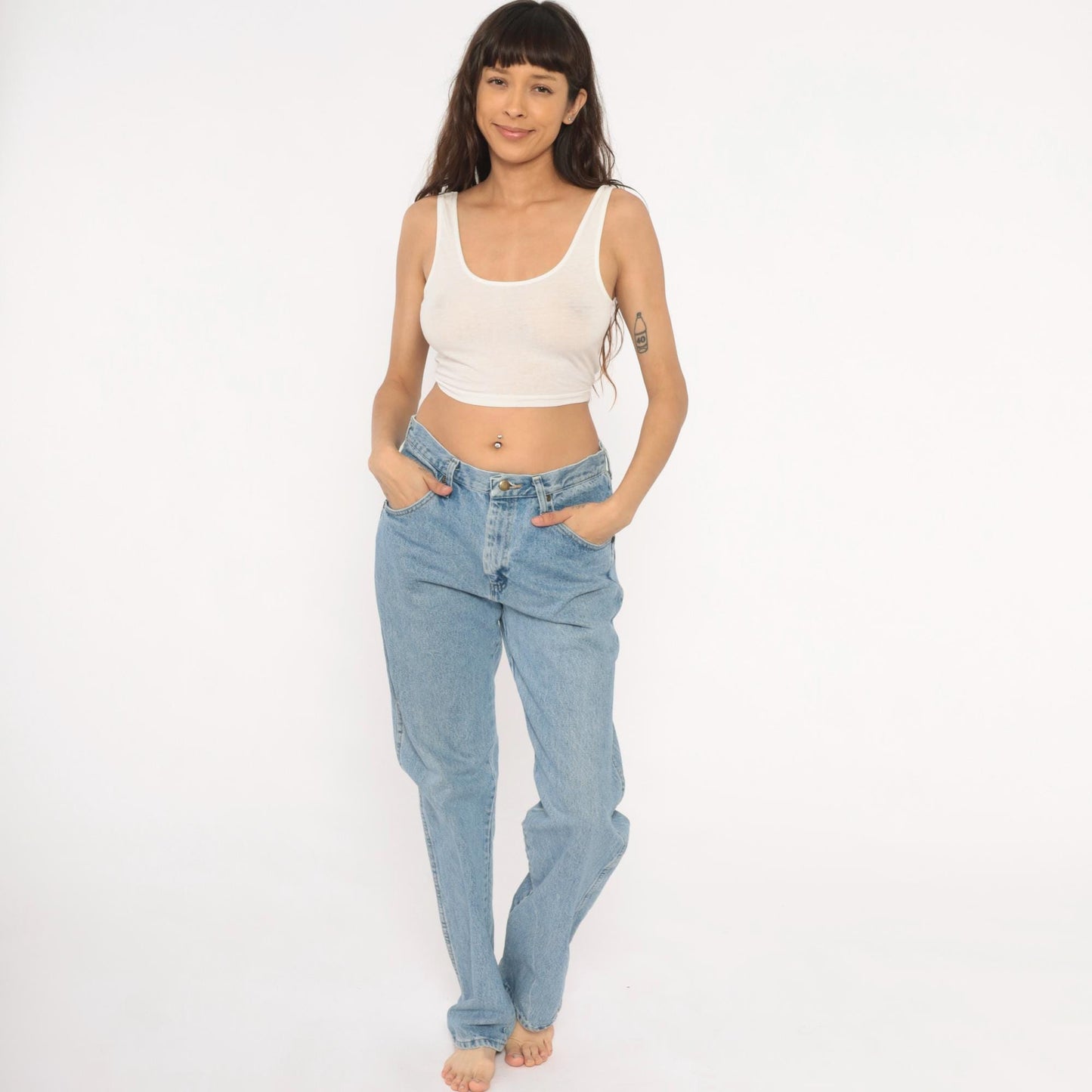 2000s Wrangler Straight Leg Jeans Light Wash Mid Rise Blue Denim 33x34