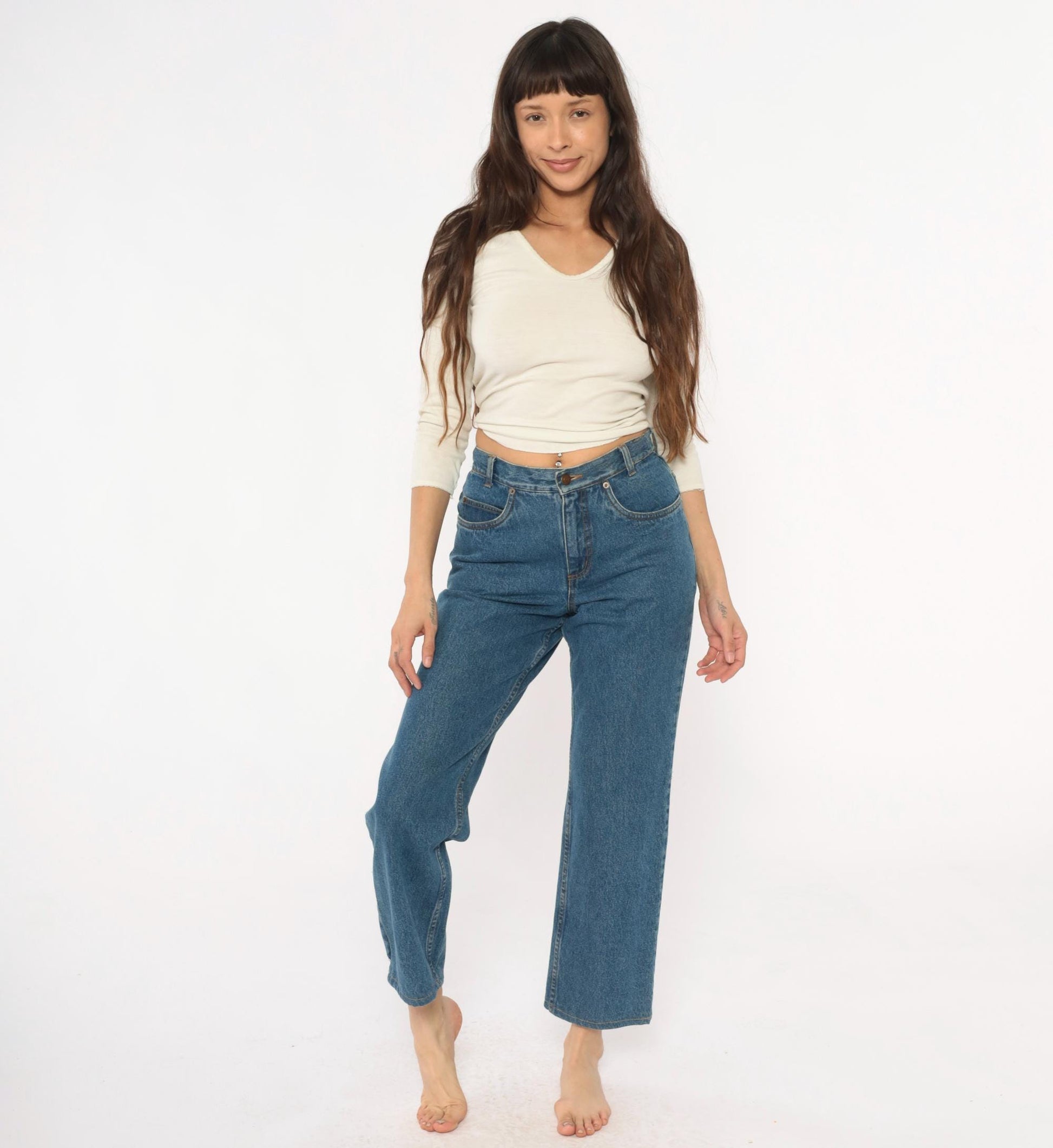 Y2K Pendleton Wide Leg Cropped Jeans High Waist Medium Blue Denim Small