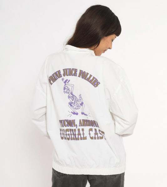 90s Cotton Fitz Prune Juice Follies Windbreaker White Purple Graphic Large
