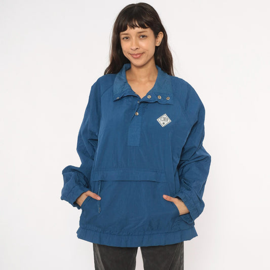 90s Drummer Boy Collection Blue Nylon Anorak Pullover Windbreaker Extra Large XL