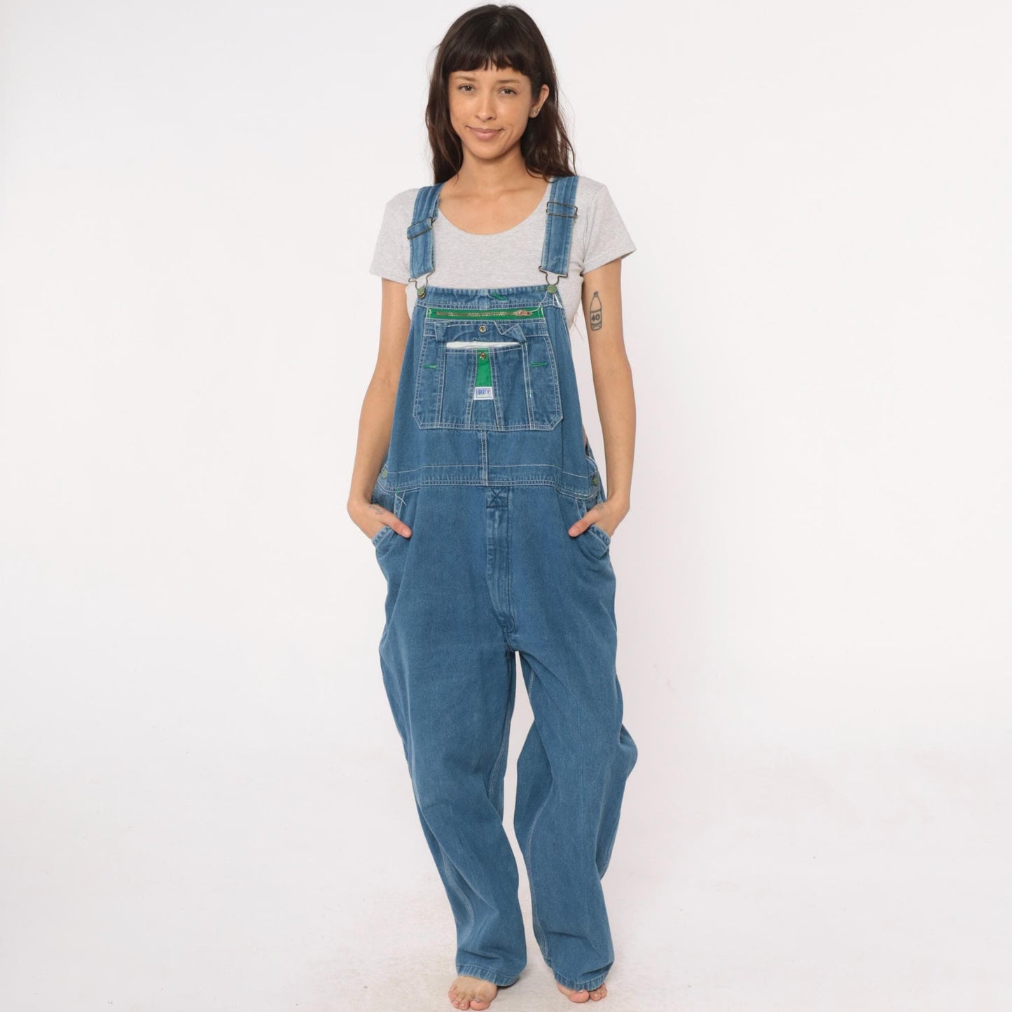 90s Liberty Overalls Medium Wash Denim Unisex Workwear Large L