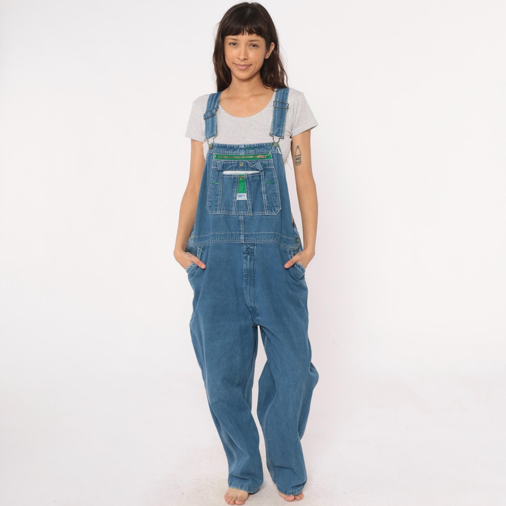 90s Liberty Overalls Medium Wash Denim Unisex Workwear Large L
