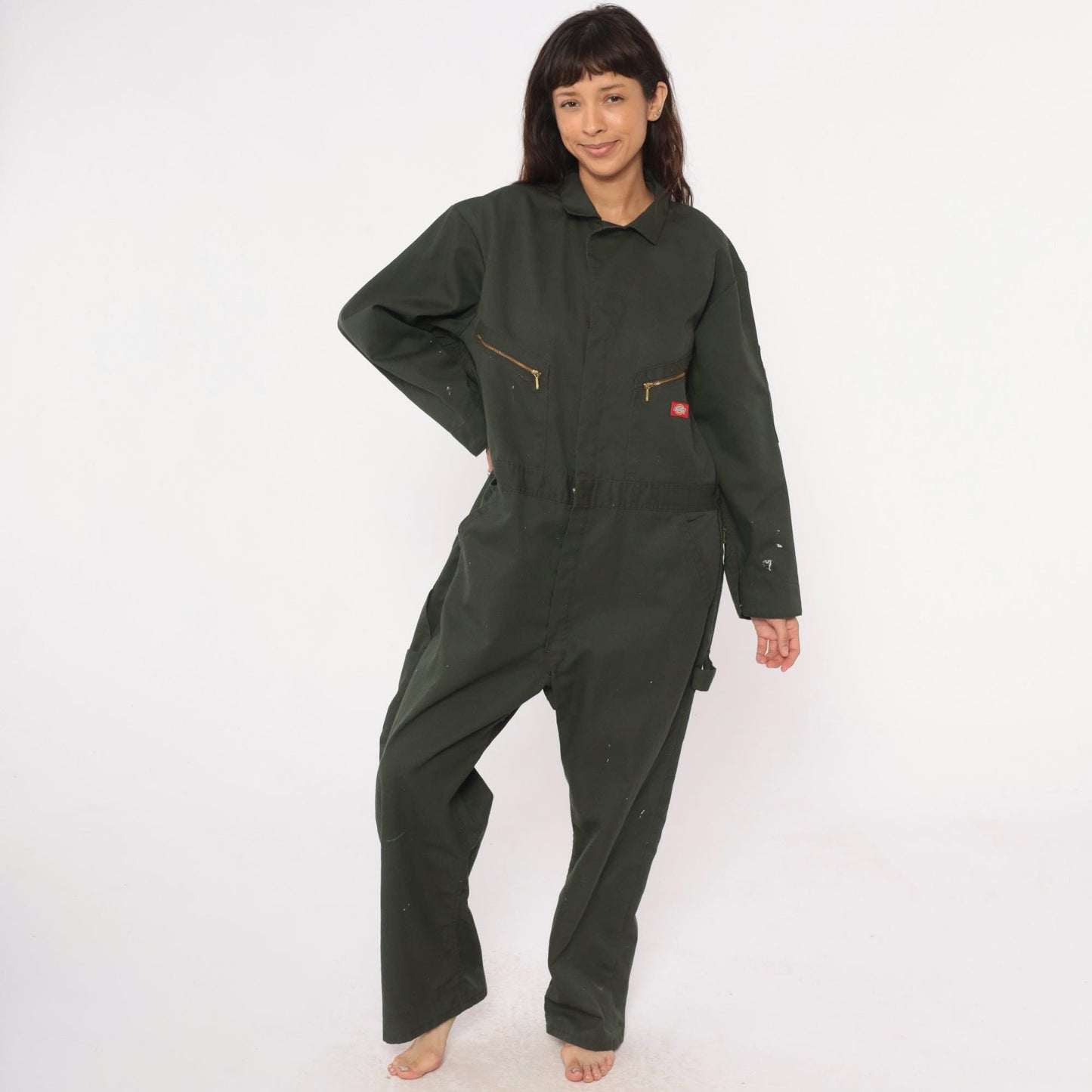 Dickies Forest Green Coveralls Zip Pocket Utility Jumpsuit Extra Large XL