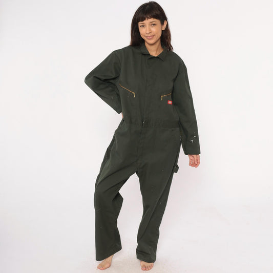 Dickies Forest Green Coveralls Zip Pocket Utility Jumpsuit Extra Large XL