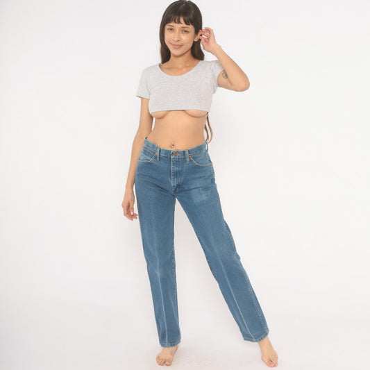 Wrangler Straight Leg Jeans 2000s Medium Wash High Waisted Denim Blue 30x34
