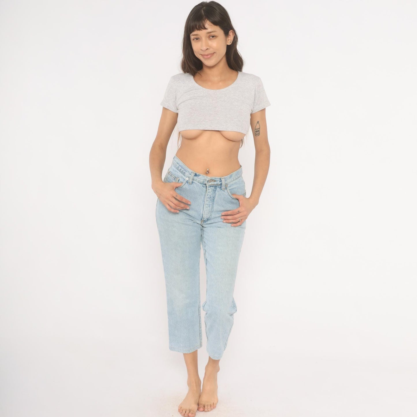 90s Guess Jeans Light Wash High Waisted Straight Leg Crop Denim W30 L30