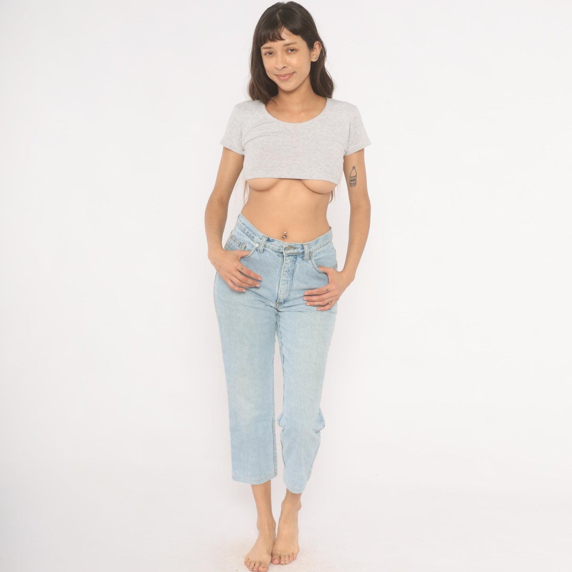 90s Guess Jeans Light Wash High Waisted Straight Leg Crop Denim W30 L30
