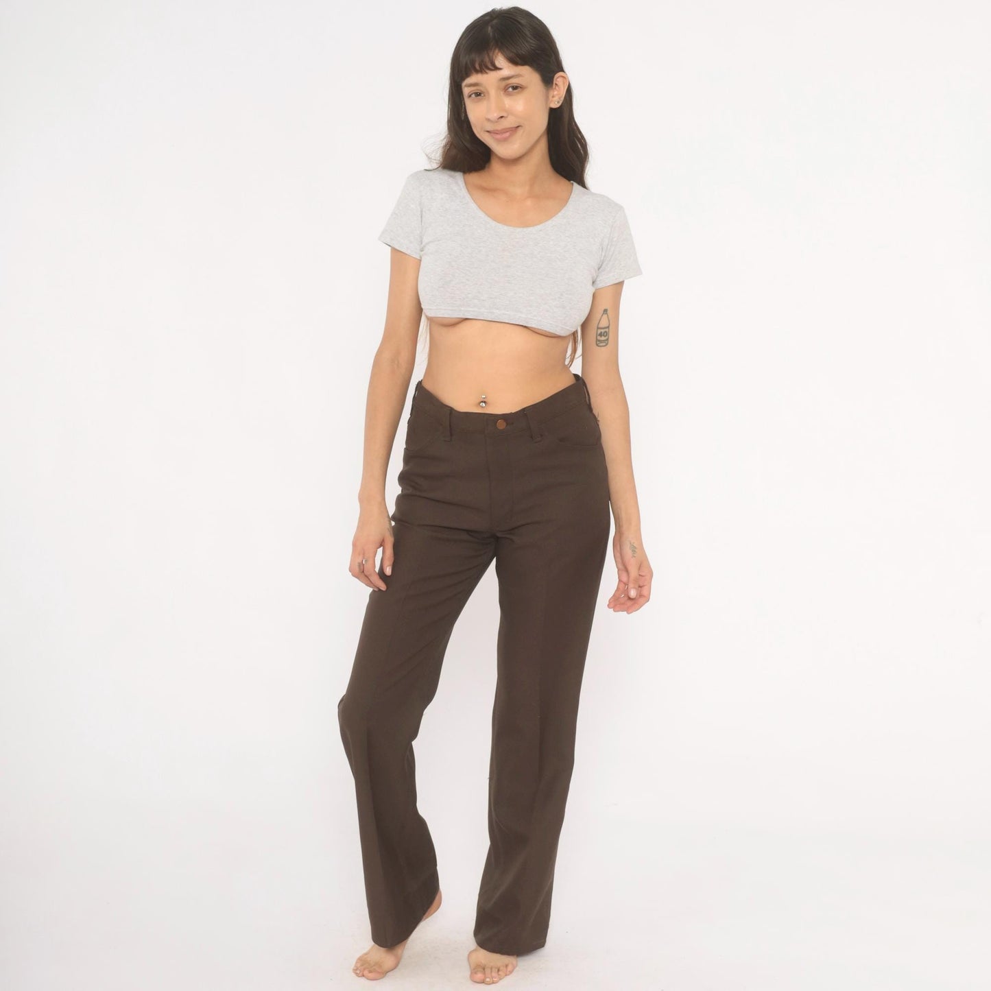 70s Wrangler Brown Straight Leg Trousers High Waist Western Five Pocket 32x32