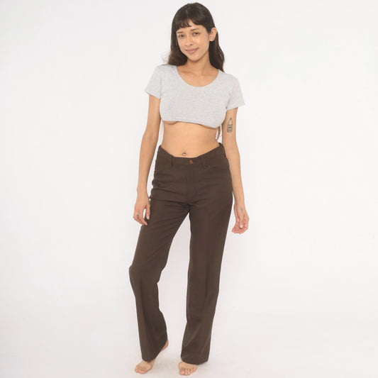70s Wrangler Brown Straight Leg Trousers High Waist Western Five Pocket 32x32