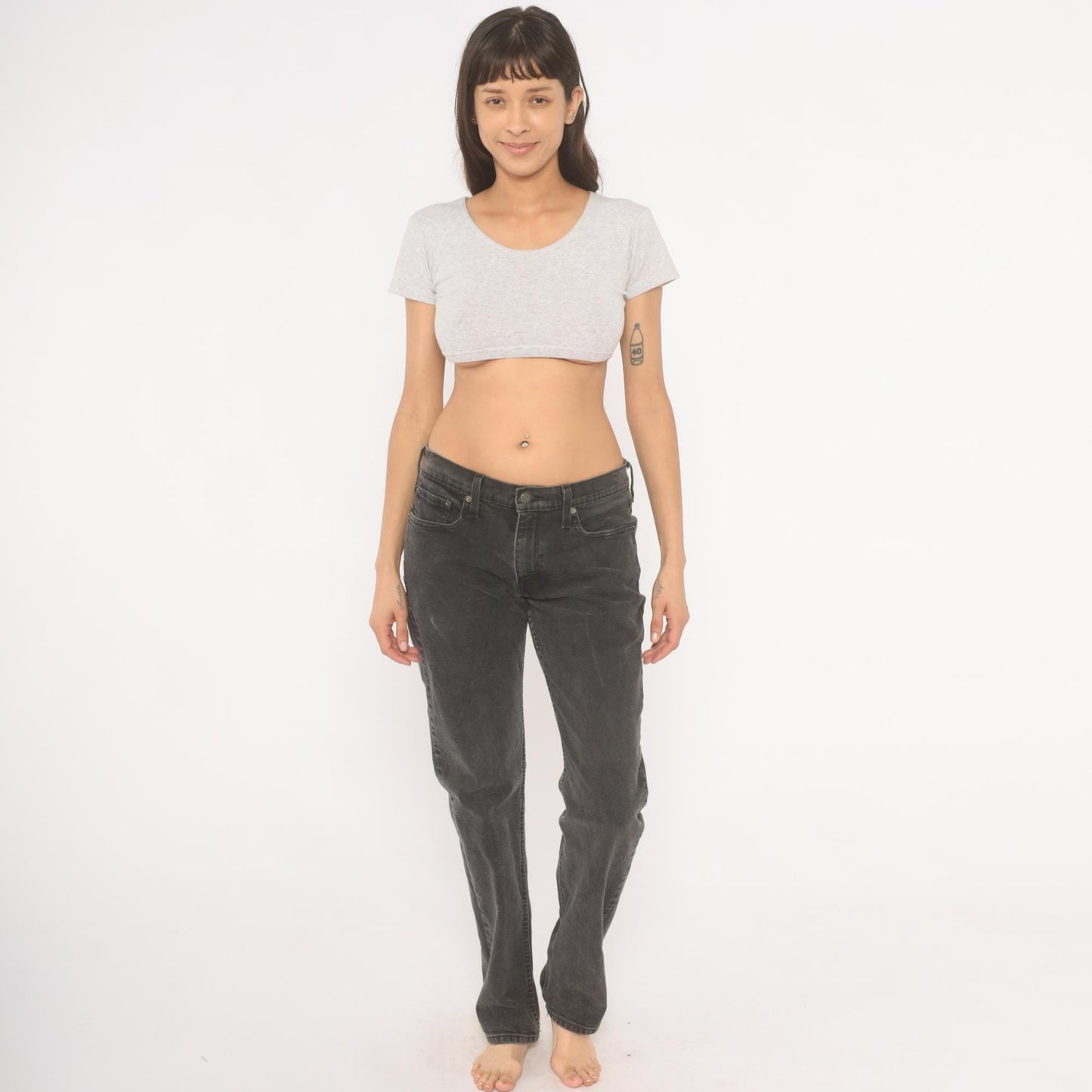 Levi's 514 Straight Leg Jeans Faded Black Charcoal Wash Denim W32 L34