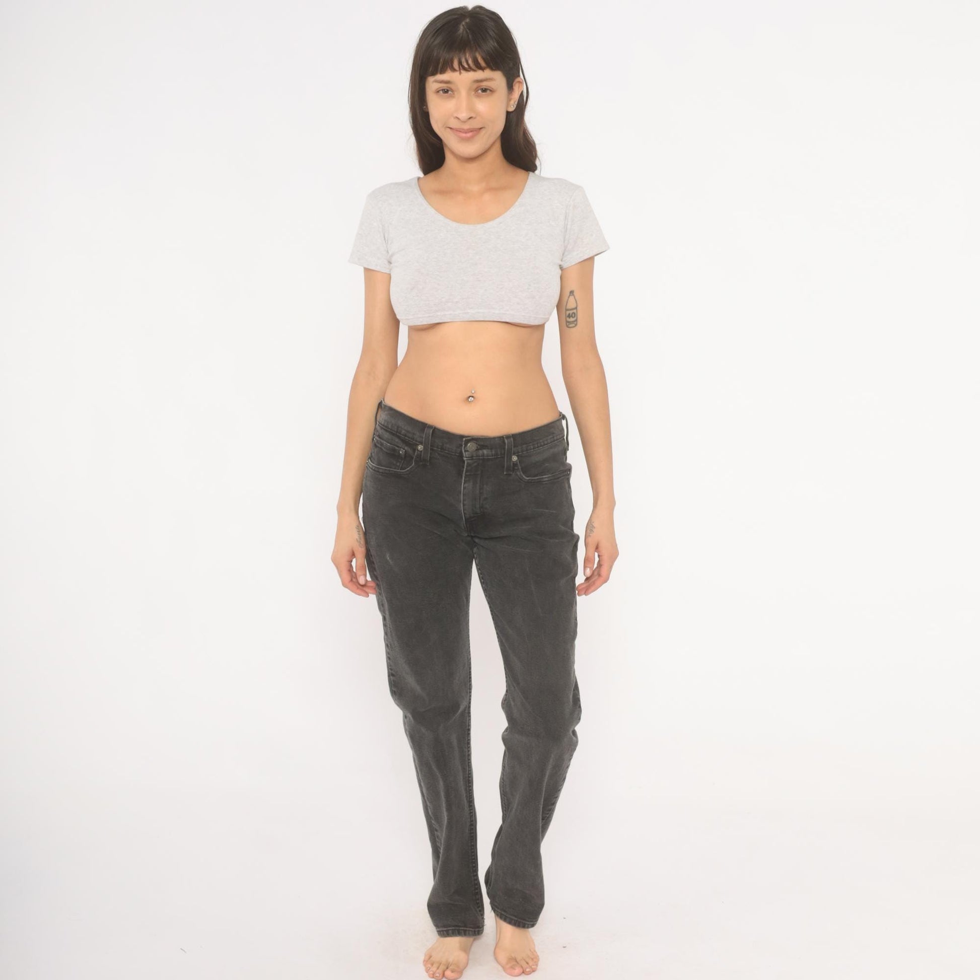 Levi's 514 Straight Leg Jeans Faded Black Charcoal Wash Denim W32 L34