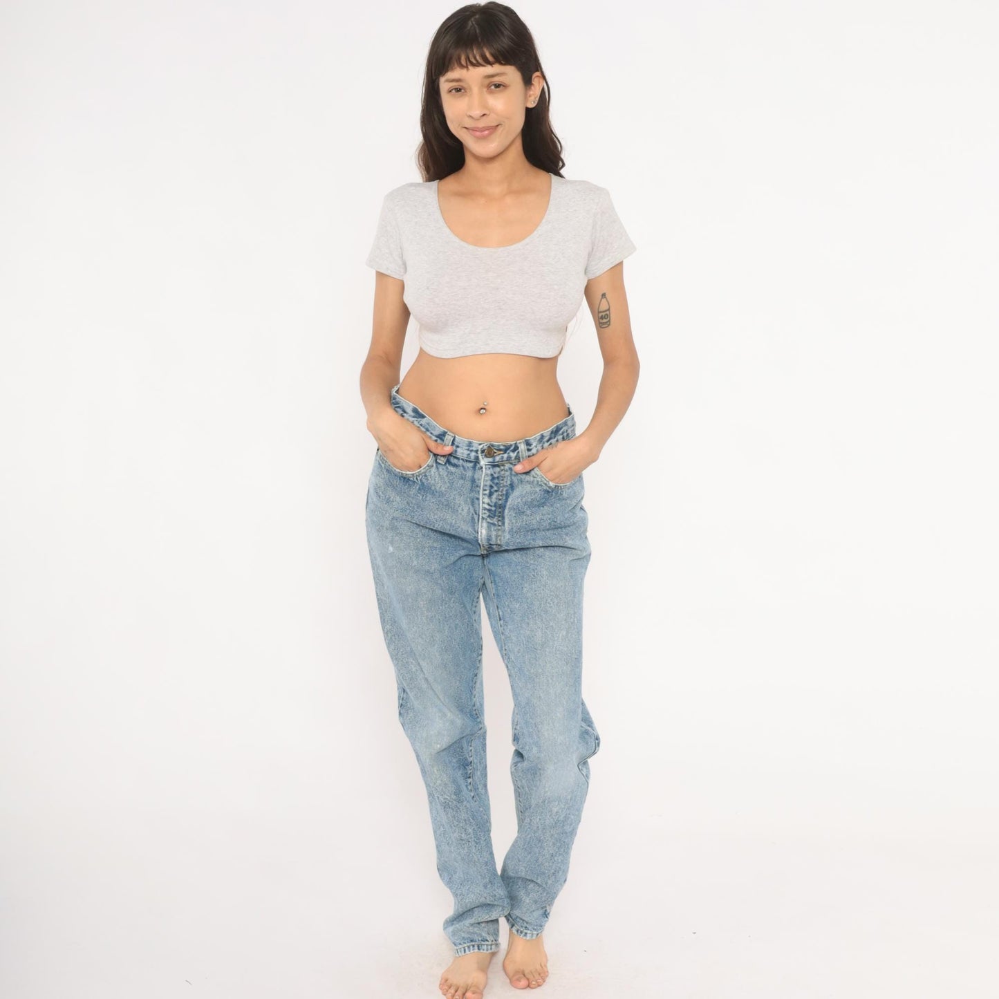 90s Georges Marciano Guess Acid Wash High Waisted Mom Jeans Blue 34