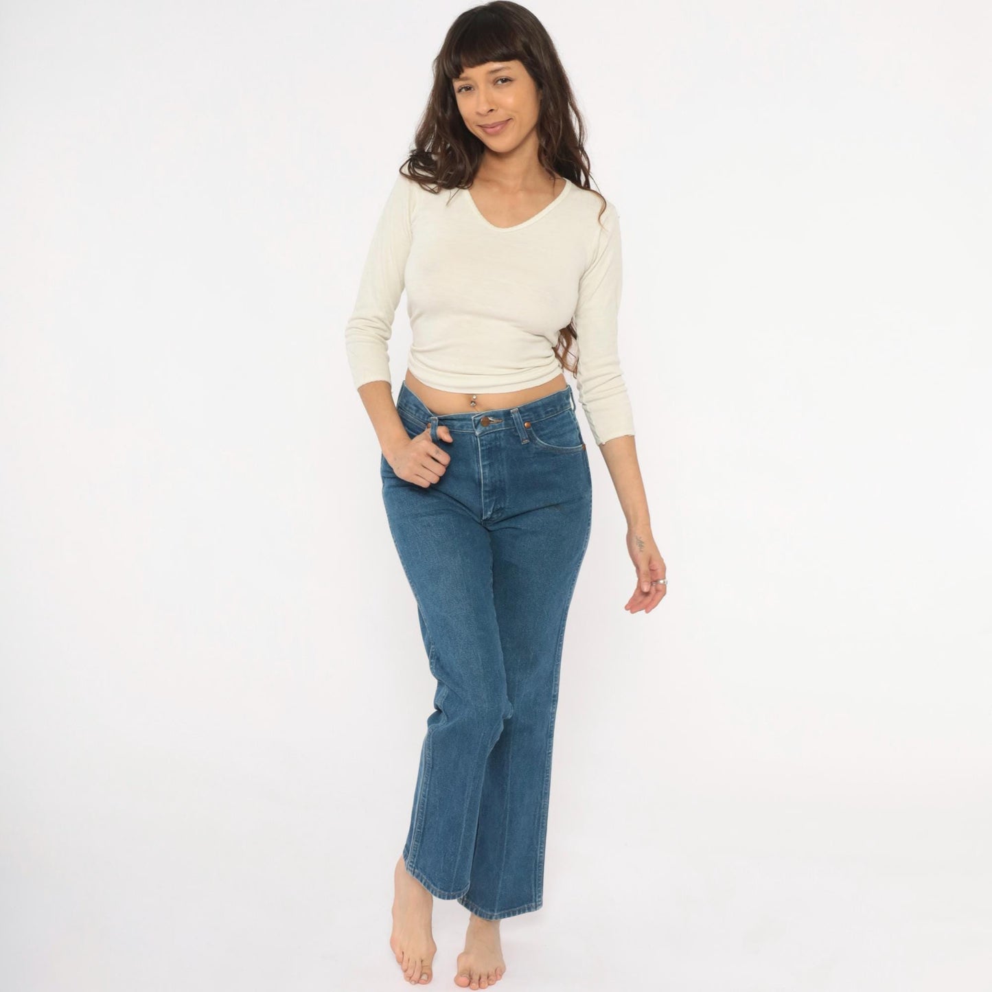 90s Wrangler High Waisted Straight Leg Jeans Medium Wash Blue Denim Small