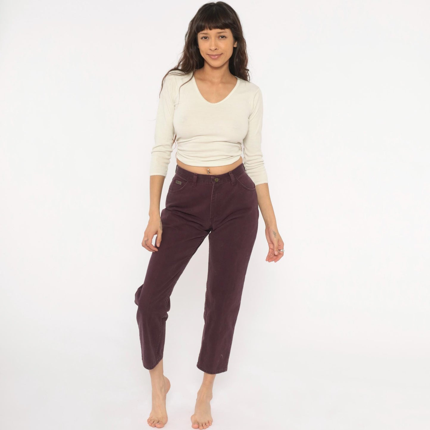90s Wrangler High Waisted Jeans Plum Wine Purple Straight Leg Small S