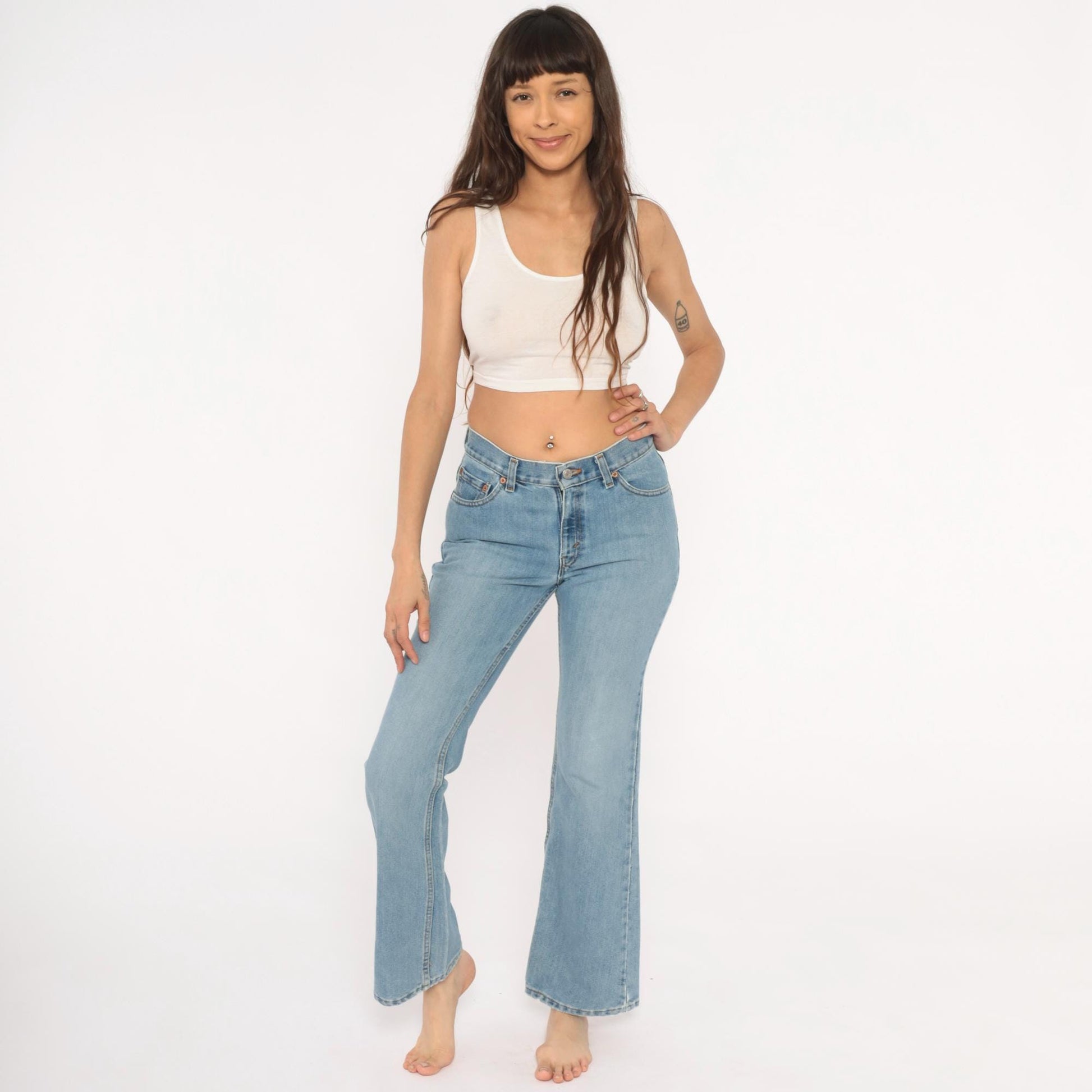 90s Levis 517 Boot Cut Jeans Light Wash Denim Low Rise Flare Small S