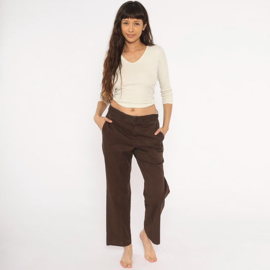 Y2K Dickies 874 Work Pants Brown Straight Leg Chino Trousers Medium 32