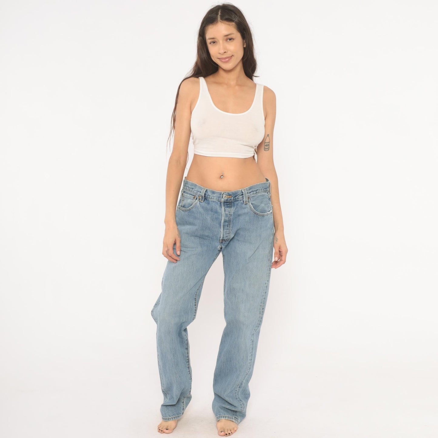 Levi's 501 Light Wash Straight Leg Jeans Button Fly 2000s Extra Large XL