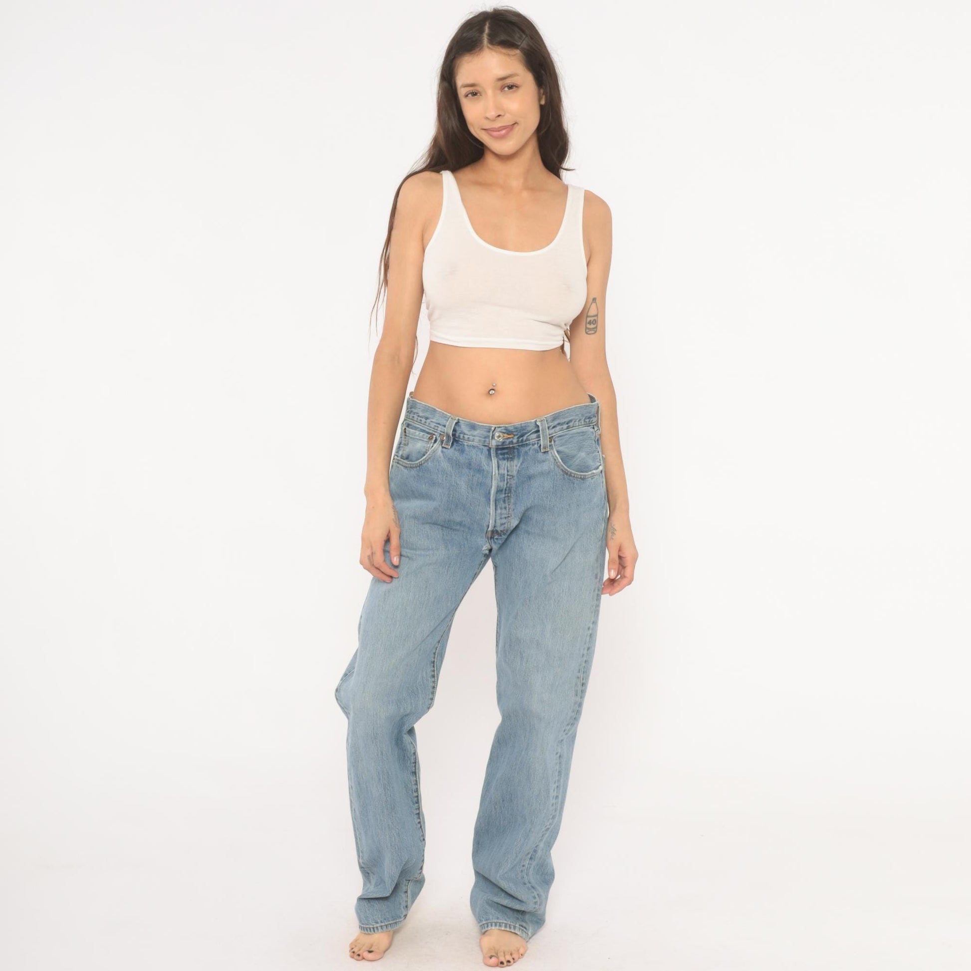 Levi's 501 Light Wash Straight Leg Jeans Button Fly 2000s Extra Large XL
