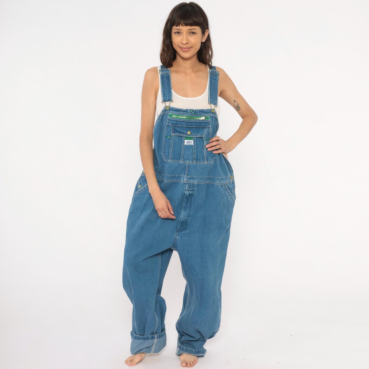 Y2K Liberty Denim Overalls Blue Bib Carpenter Workwear 44 x 30