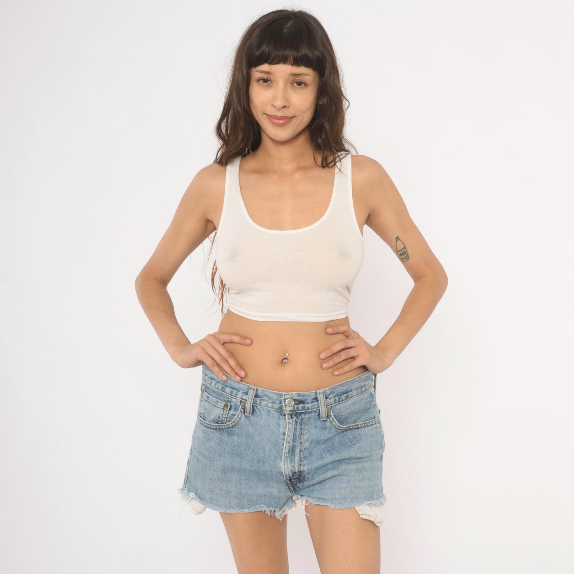 Levi's 505 Cutoff Denim Shorts Light Wash Raw Hem 34 x 30