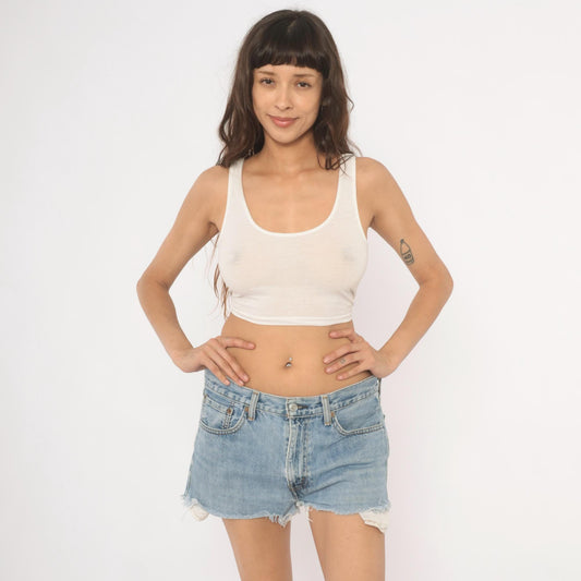 Levi's 505 Cutoff Denim Shorts Light Wash Raw Hem 34 x 30