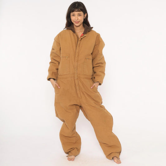 90s Wear Guard Duck Canvas Coveralls Tan Quilted Lined Workwear Extra Large XL
