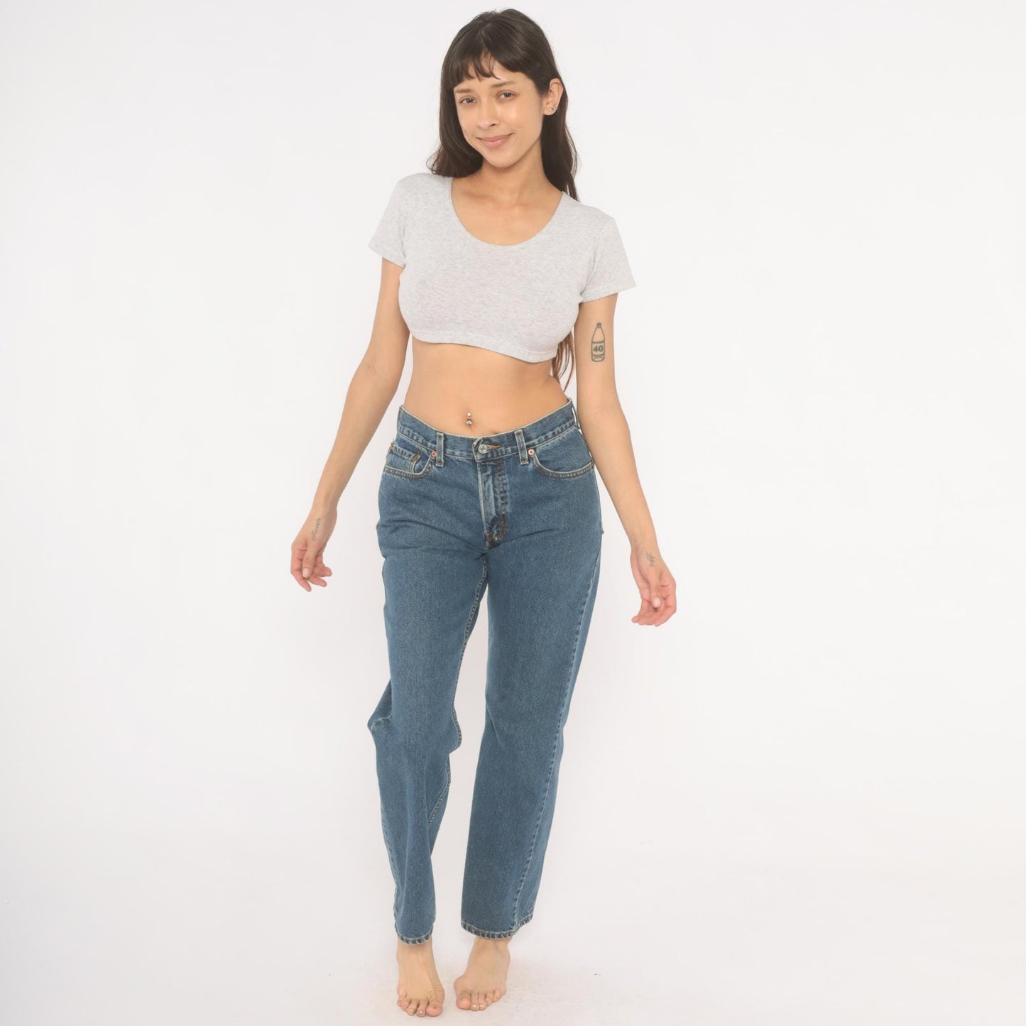 Levi's 505 Straight Leg Jeans Medium Wash High Rise Cotton Denim W30 L32