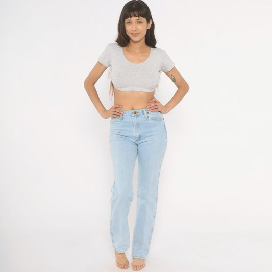 90s Wrangler Light Wash Straight Leg High Rise Jeans 31x34