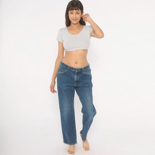 90s Lee Mom Jeans Stonewash Blue Denim Straight Leg Mid Rise Medium 33