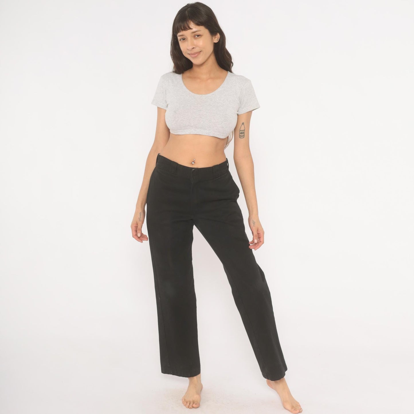 2000s Dickies Black Straight Leg Work Pants Low Rise Cotton Small S