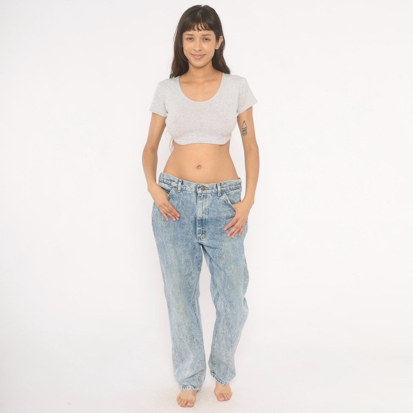 90s Lee Acid Wash Jeans Straight Leg Light Blue Stone Washed 38x32