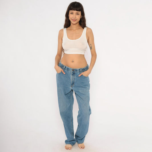 90s L.L. Bean Light Wash Straight Leg Jeans Cotton Mid Rise 34x34