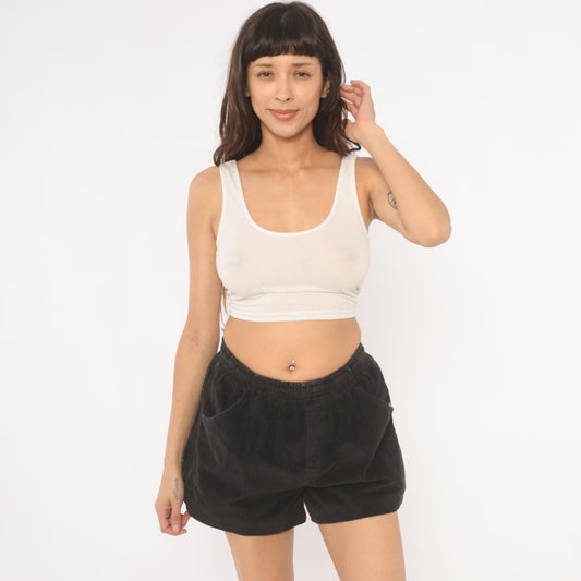 90s Riggers Hawaii Black Corduroy Shorts High-Waist Relaxed Fit Extra Small XS