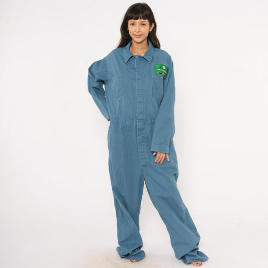 80s Ambassador Uniform Co. Blue Cotton Coveralls ARCO Marine Patch XXL